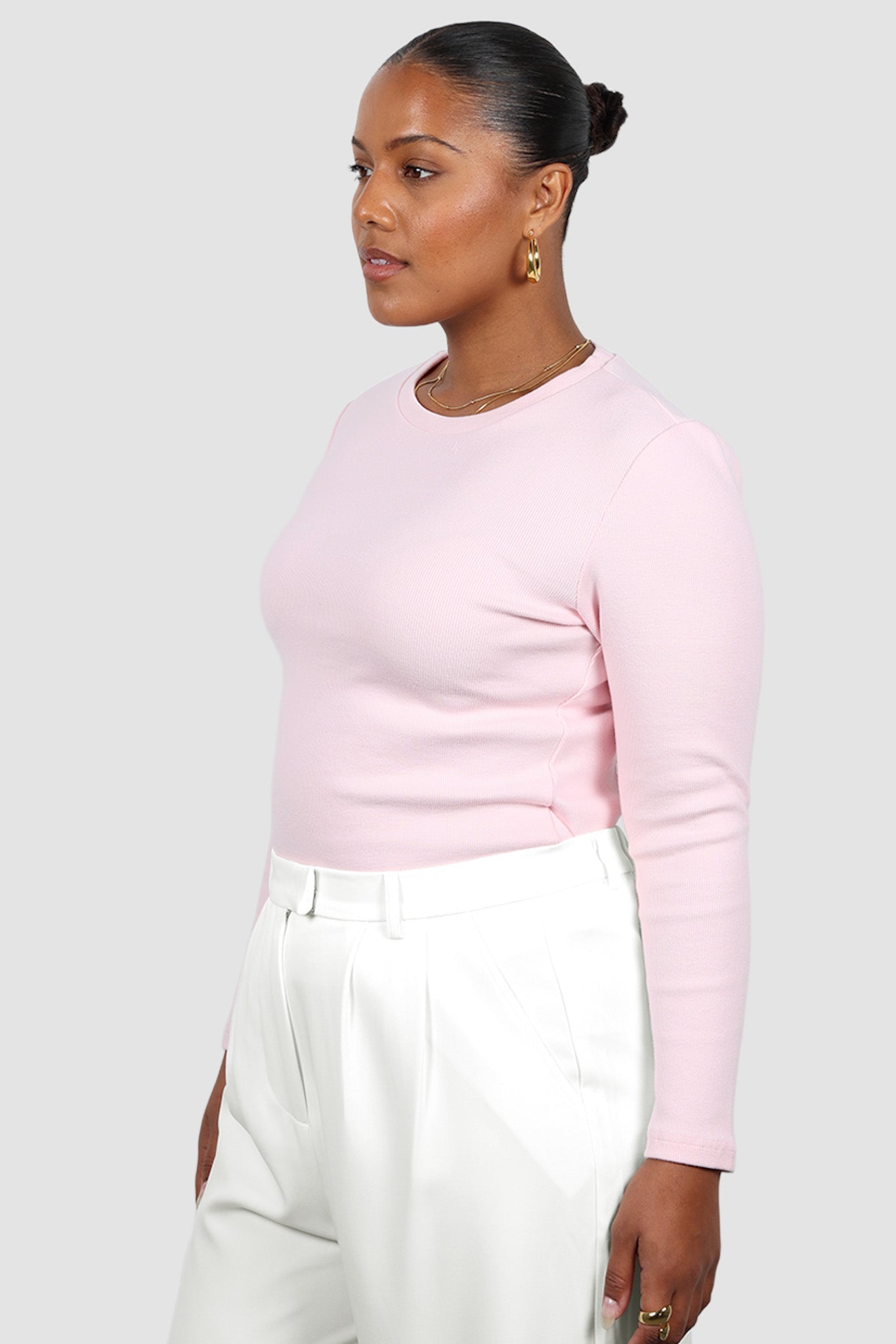 PORTLAND L/S RIB TEE PINK - Fayt The Label