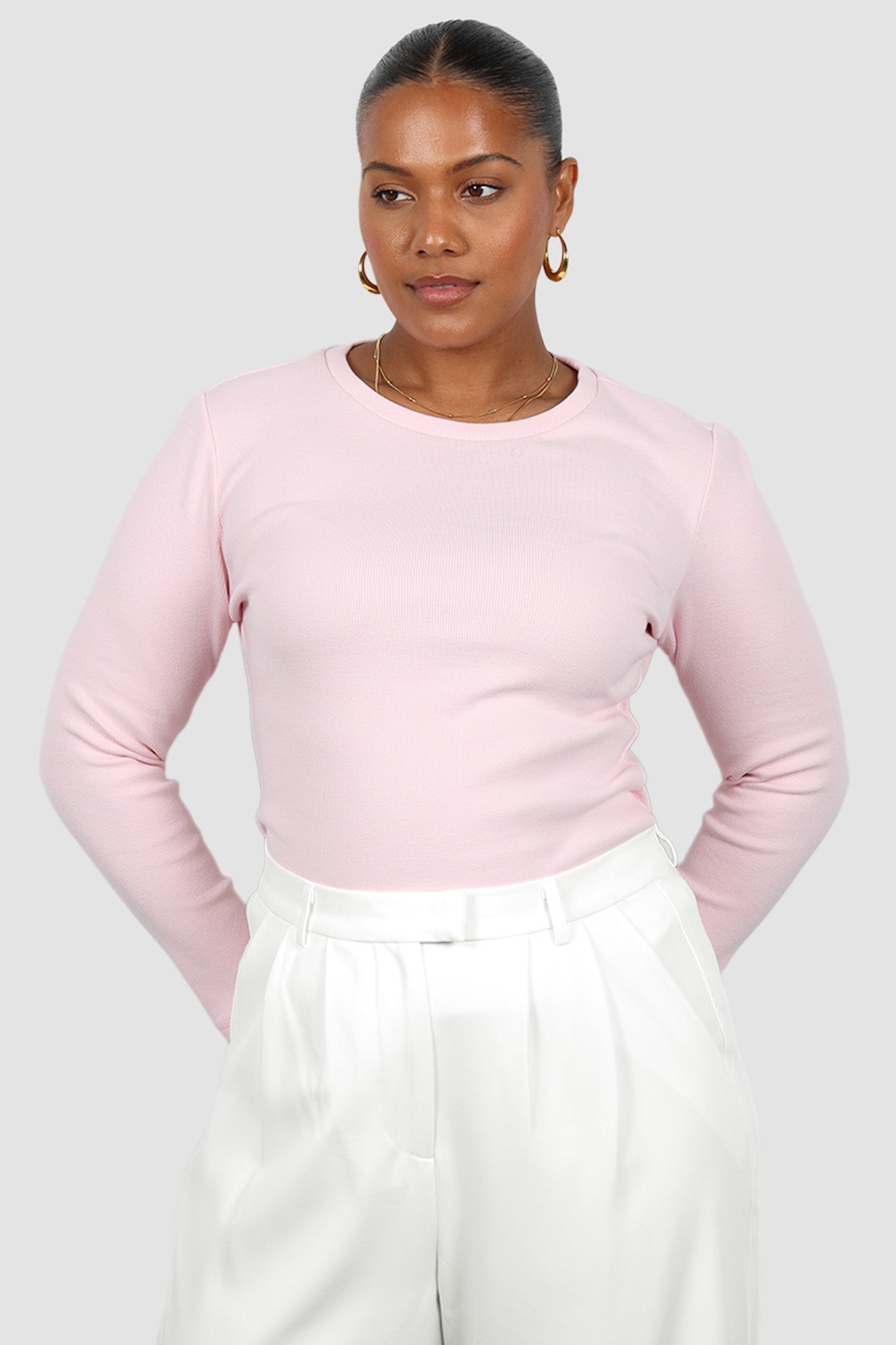 PORTLAND L/S RIB TEE PINK - Fayt The Label