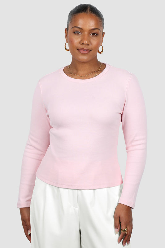 PORTLAND L/S RIB TEE PINK - Fayt The Label