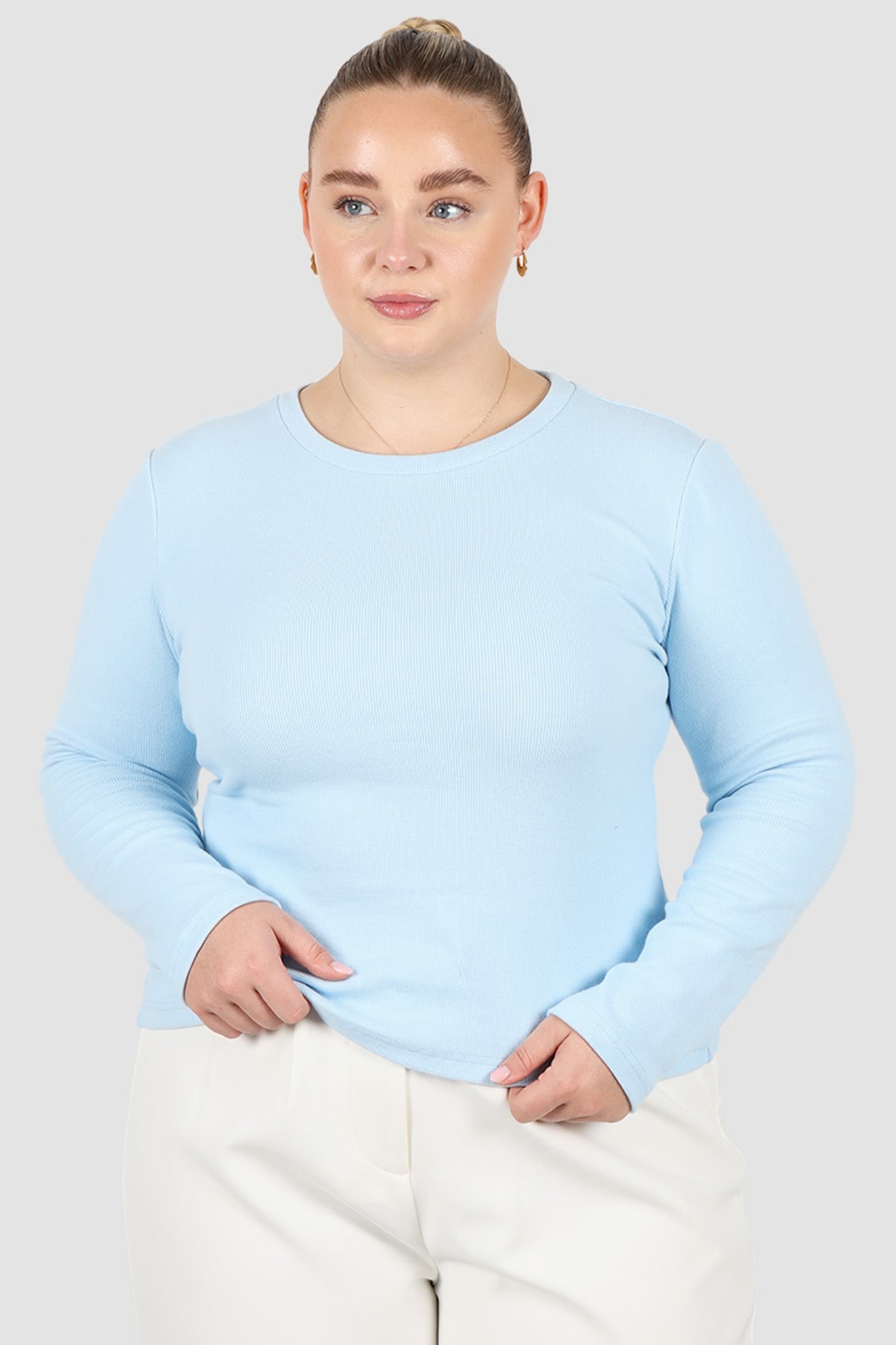 PORTLAND L/S RIB TEE SOFT BLUE - Fayt The Label