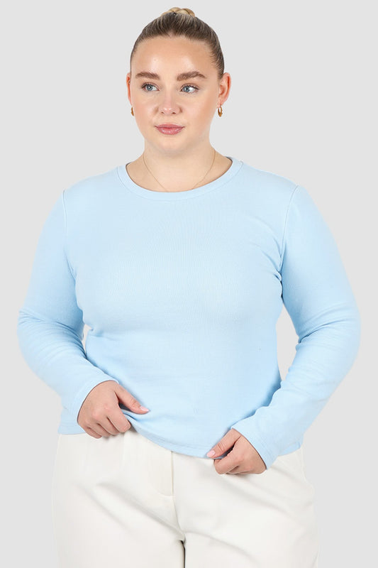 PORTLAND L/S RIB TEE SOFT BLUE - Fayt The Label