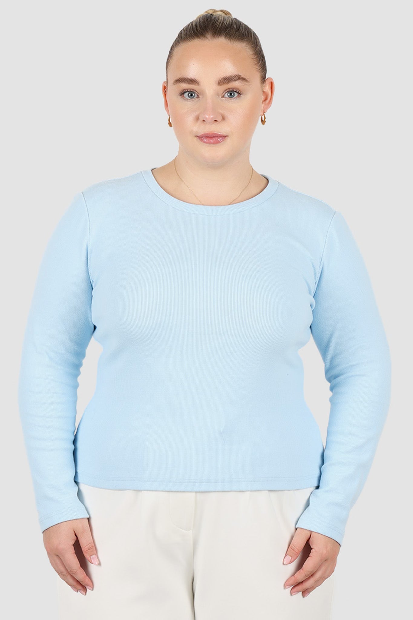 PORTLAND L/S RIB TEE SOFT BLUE - Fayt The Label