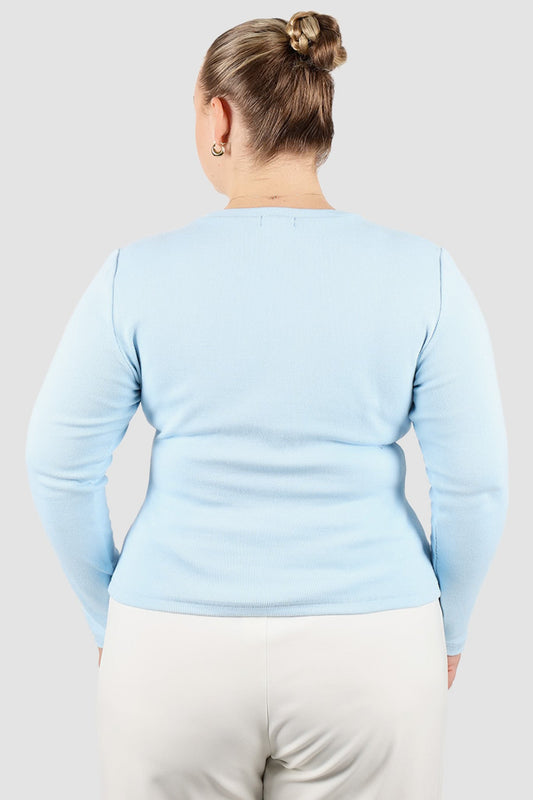 PORTLAND L/S RIB TEE SOFT BLUE - Fayt The Label