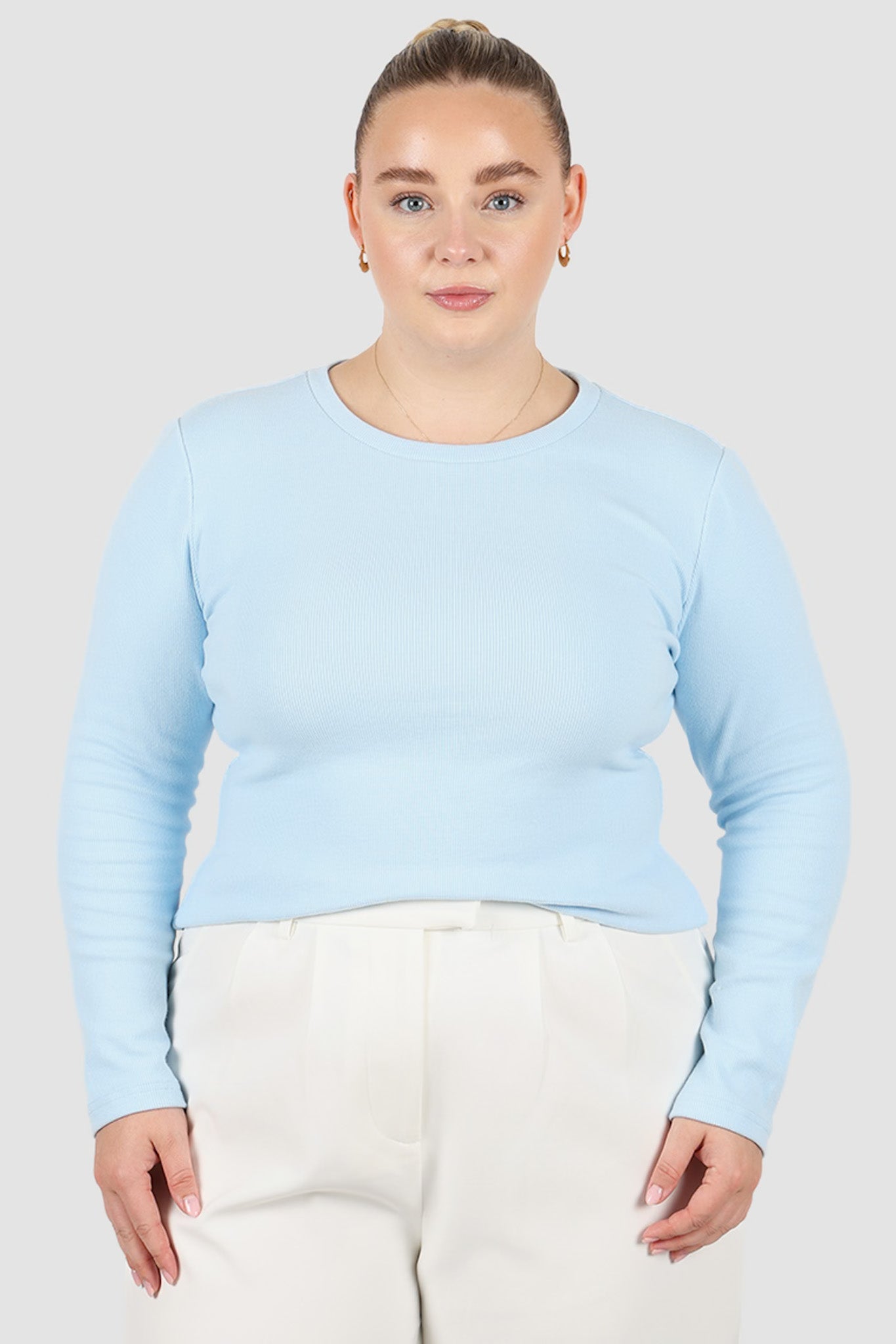 PORTLAND L/S RIB TEE SOFT BLUE - Fayt The Label