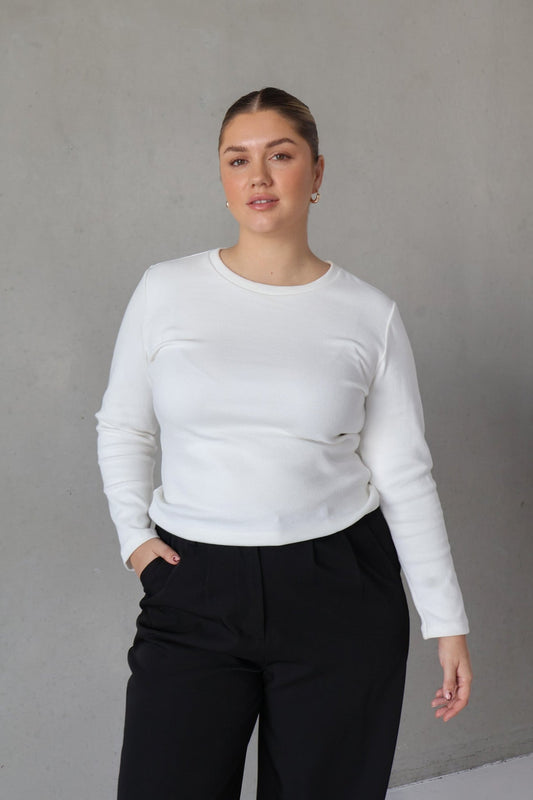PORTLAND L/S RIB TEE WHITE - Fayt The Label