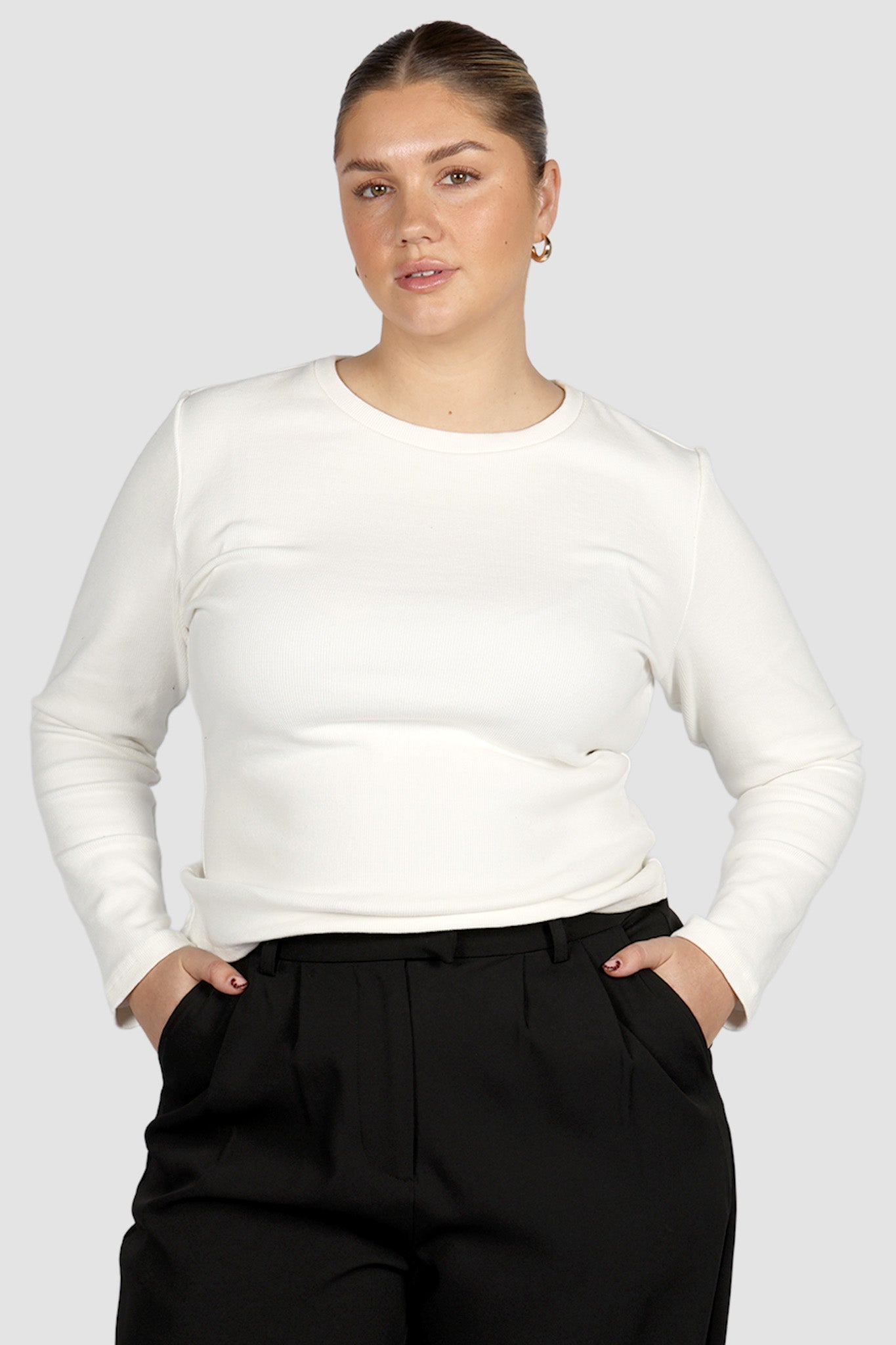 PORTLAND L/S RIB TEE WHITE - Fayt The Label