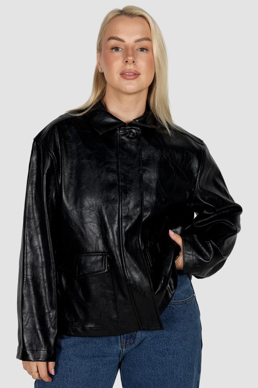 RAVEN PU LEATHER JACKET BLACK - Fayt The Label