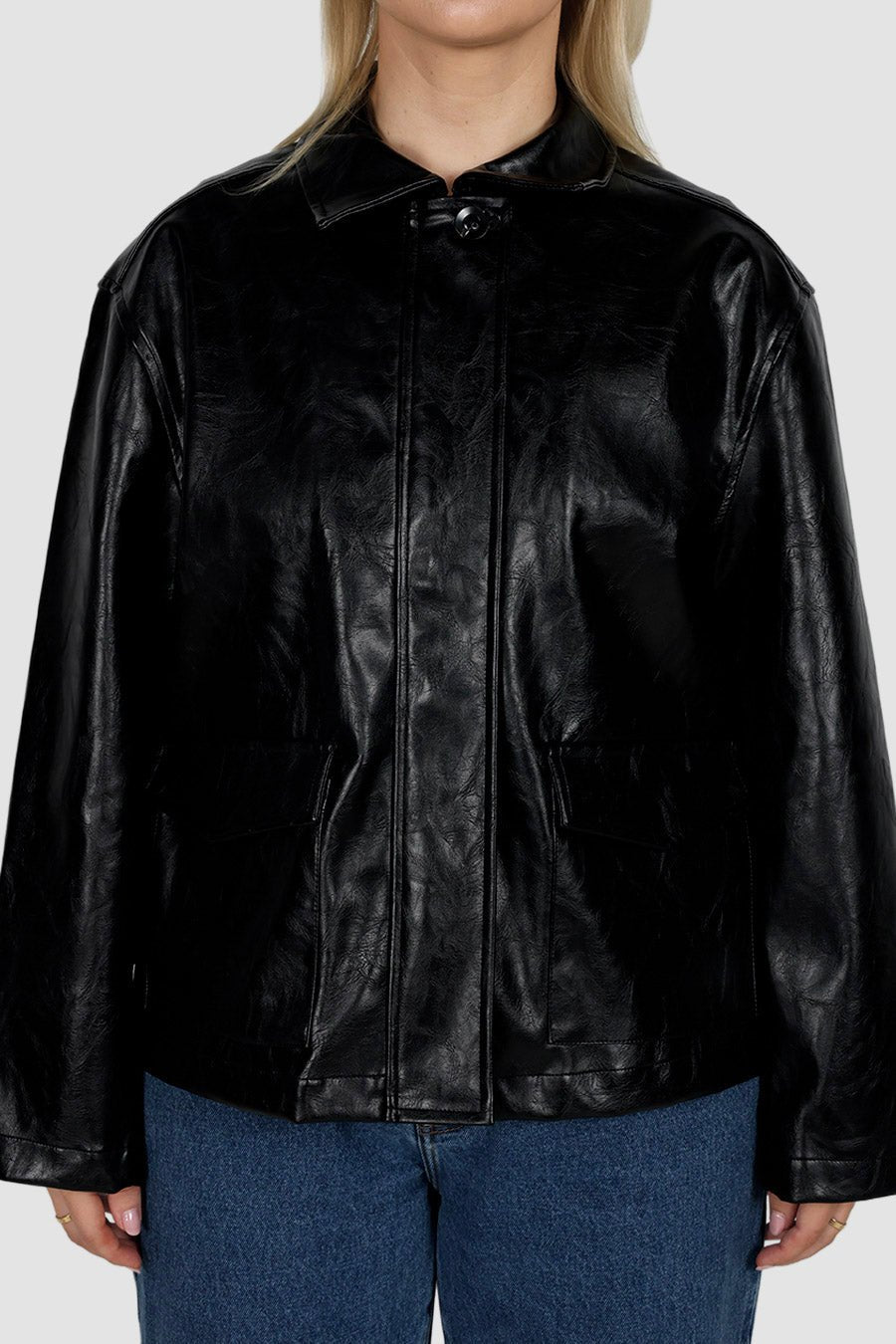 RAVEN PU LEATHER JACKET BLACK - Fayt The Label