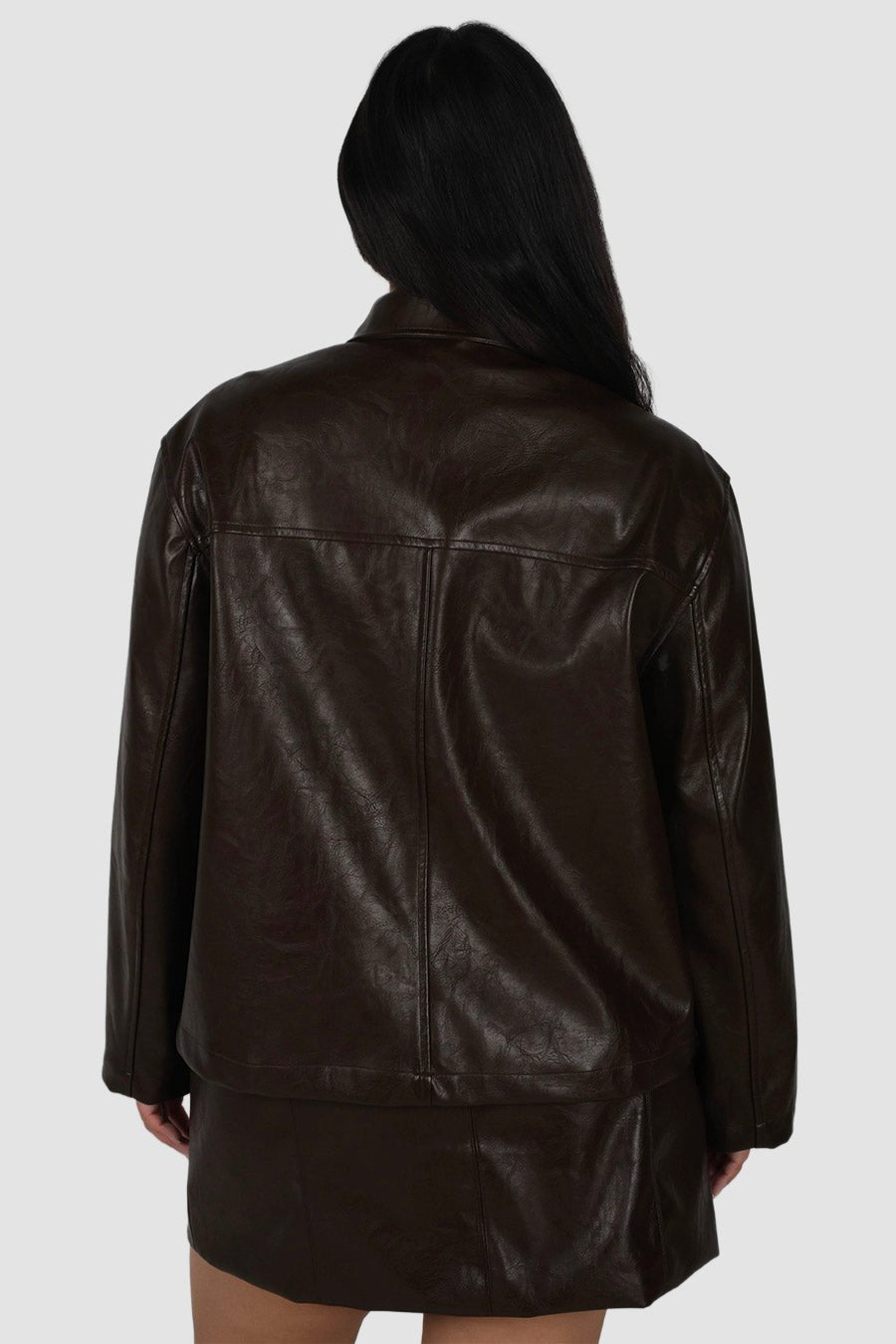 RAVEN PU LEATHER JACKET CHOCOLATE - Fayt The Label