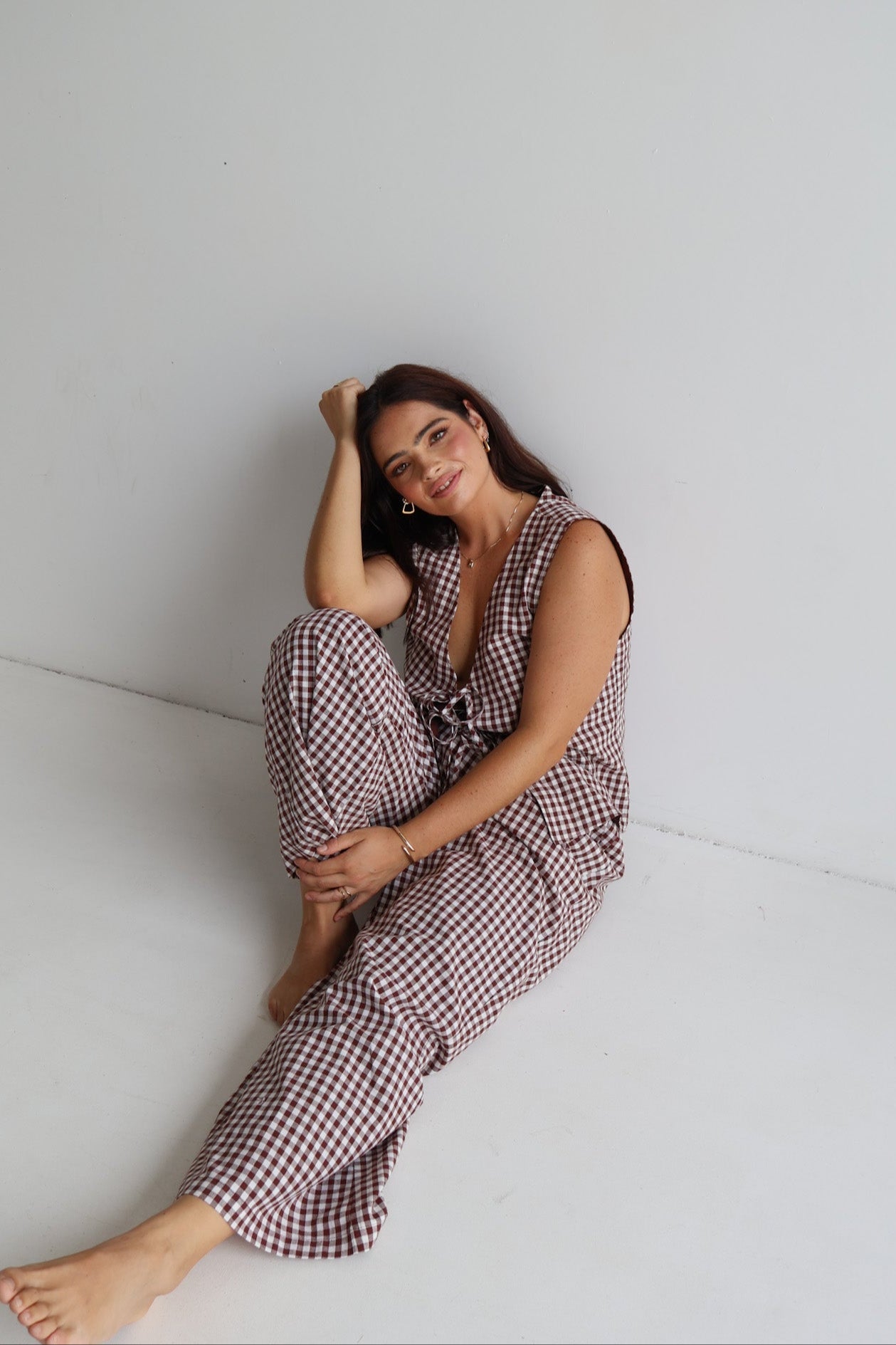 RAYA PANTS CHOC GINGHAM - Fayt The Label