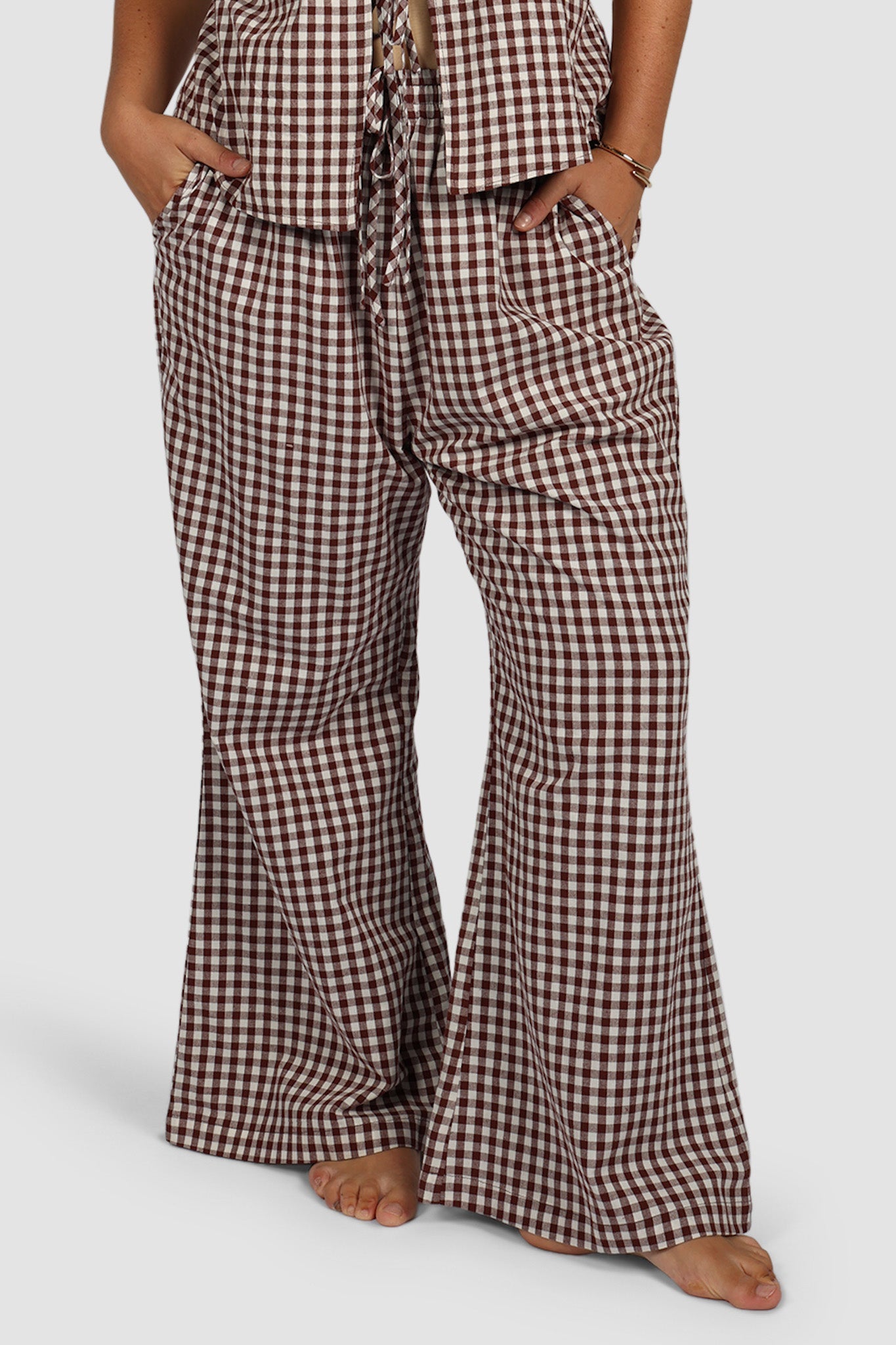 RAYA PANTS CHOC GINGHAM - Fayt The Label