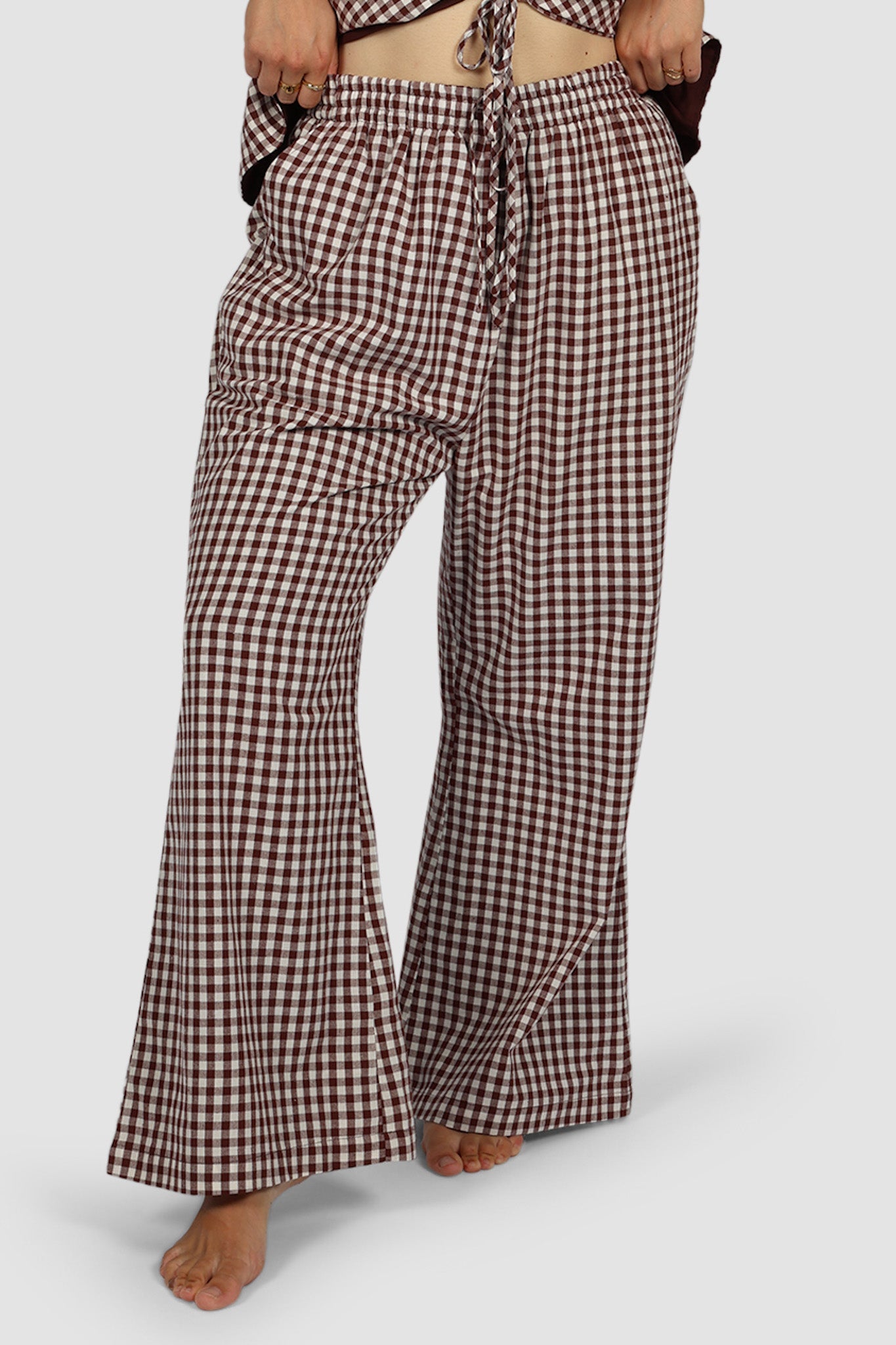 RAYA PANTS CHOC GINGHAM - Fayt The Label