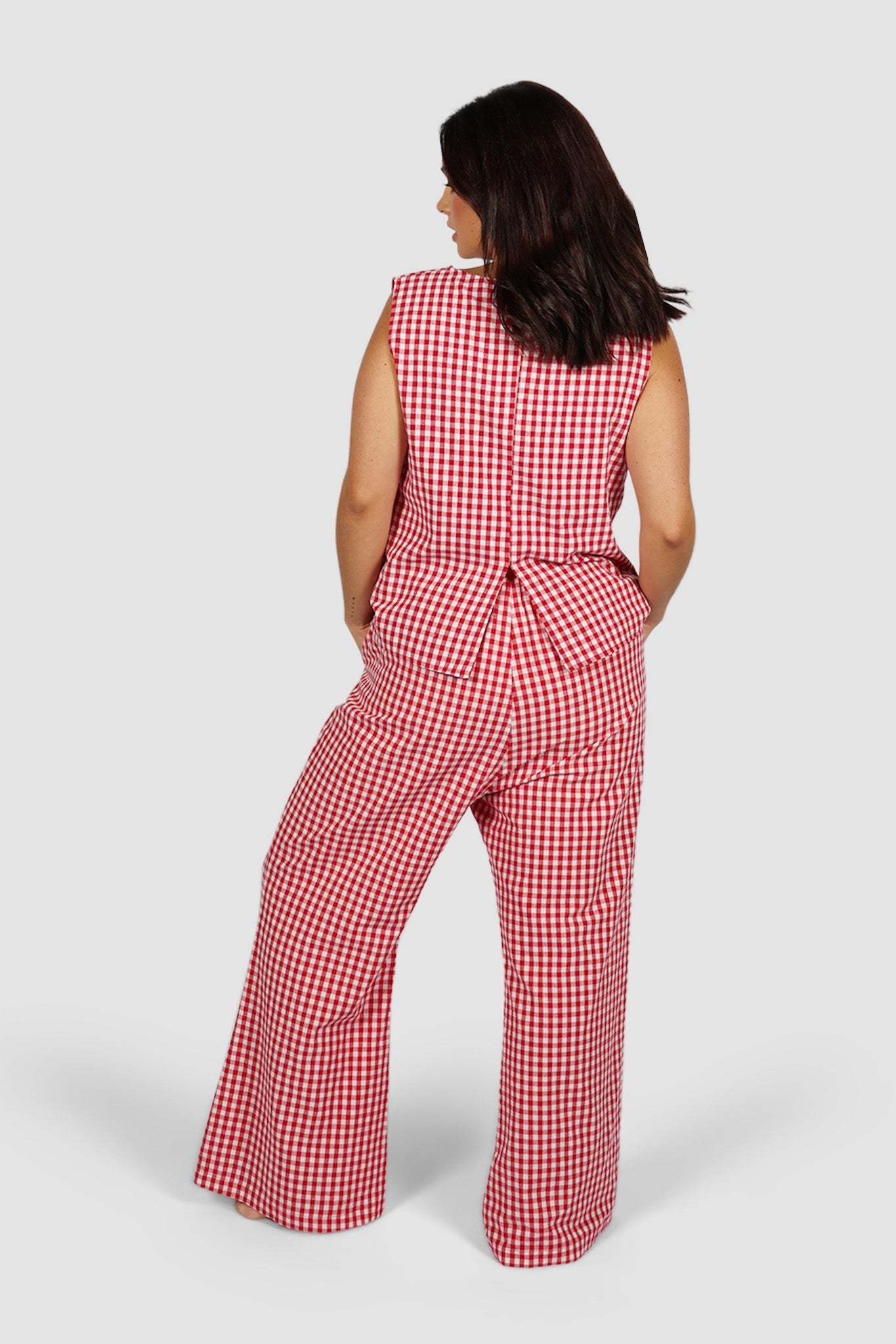 RAYA PANTS RED GINGHAM - Fayt The Label