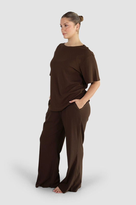 RAYLN RIB PANTS ESPRESSO - Fayt The Label