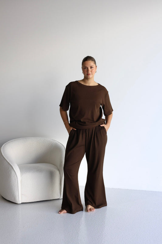 RAYLN RIB PANTS ESPRESSO - Fayt The Label