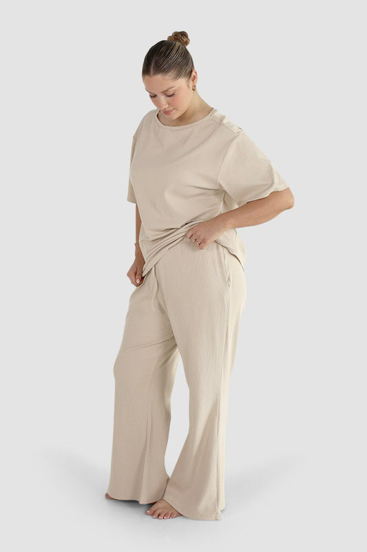 RAYLN RIB PANTS VANILLA - Fayt The Label