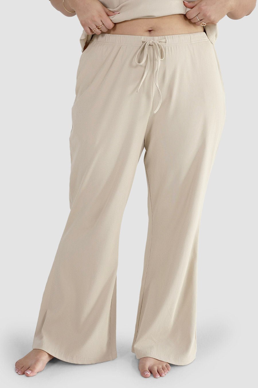 RAYLN RIB PANTS VANILLA - Fayt The Label