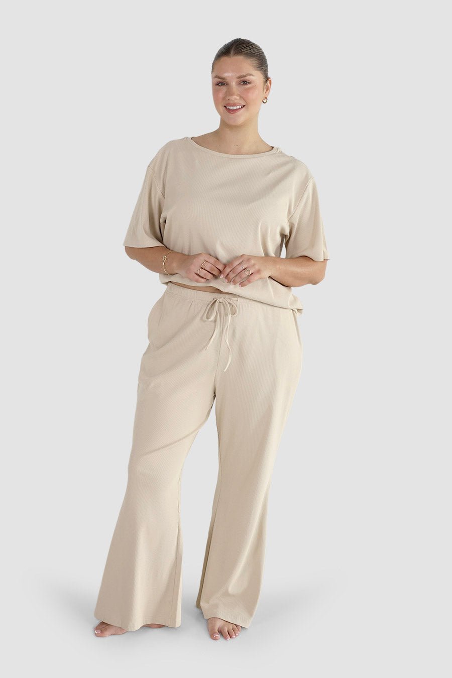 RAYLN RIB PANTS VANILLA - Fayt The Label