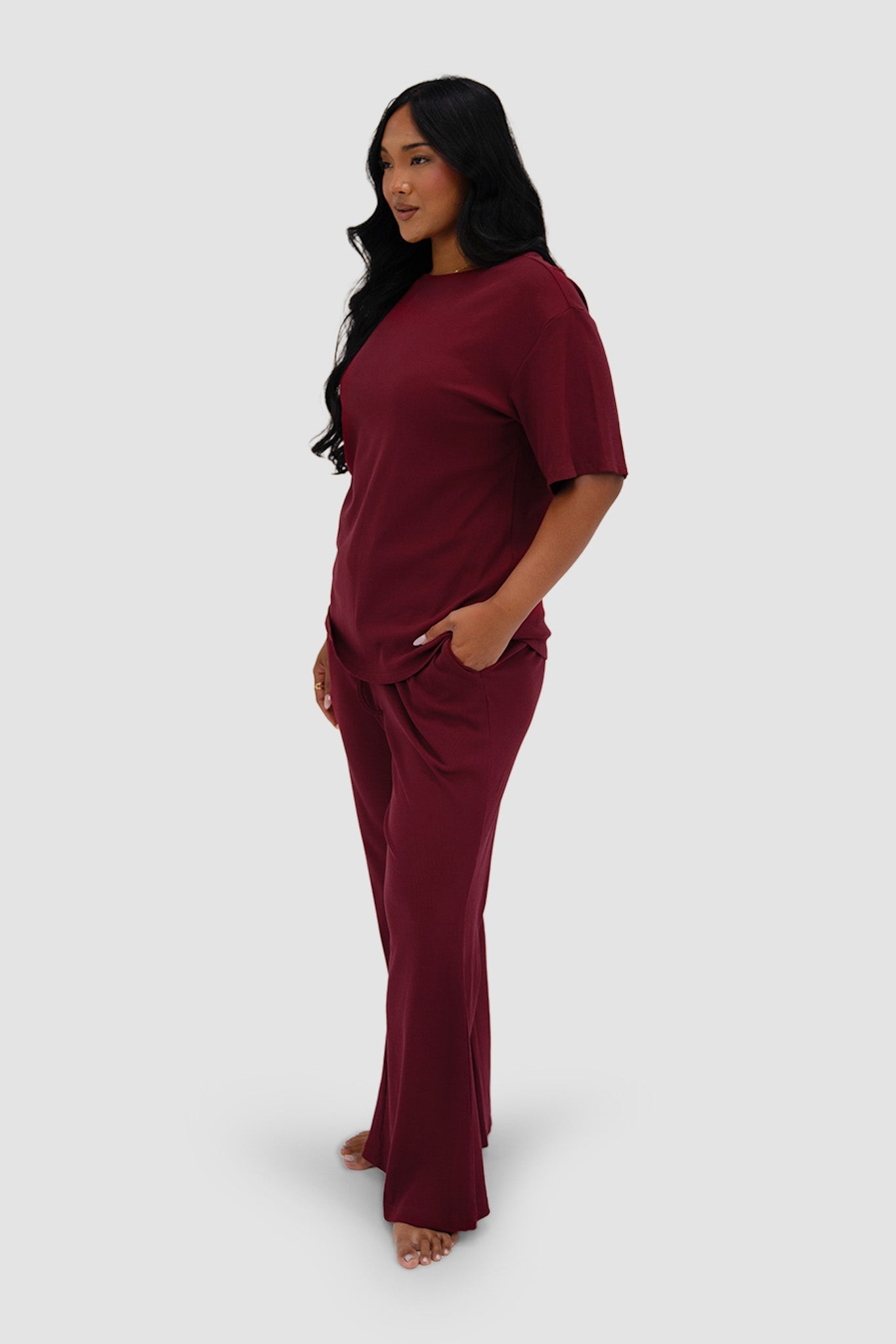 RAYLN RIB PANTS WINE - Fayt The Label
