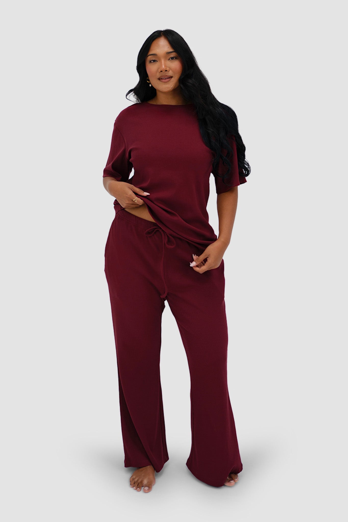 RAYLN RIB PANTS WINE - Fayt The Label