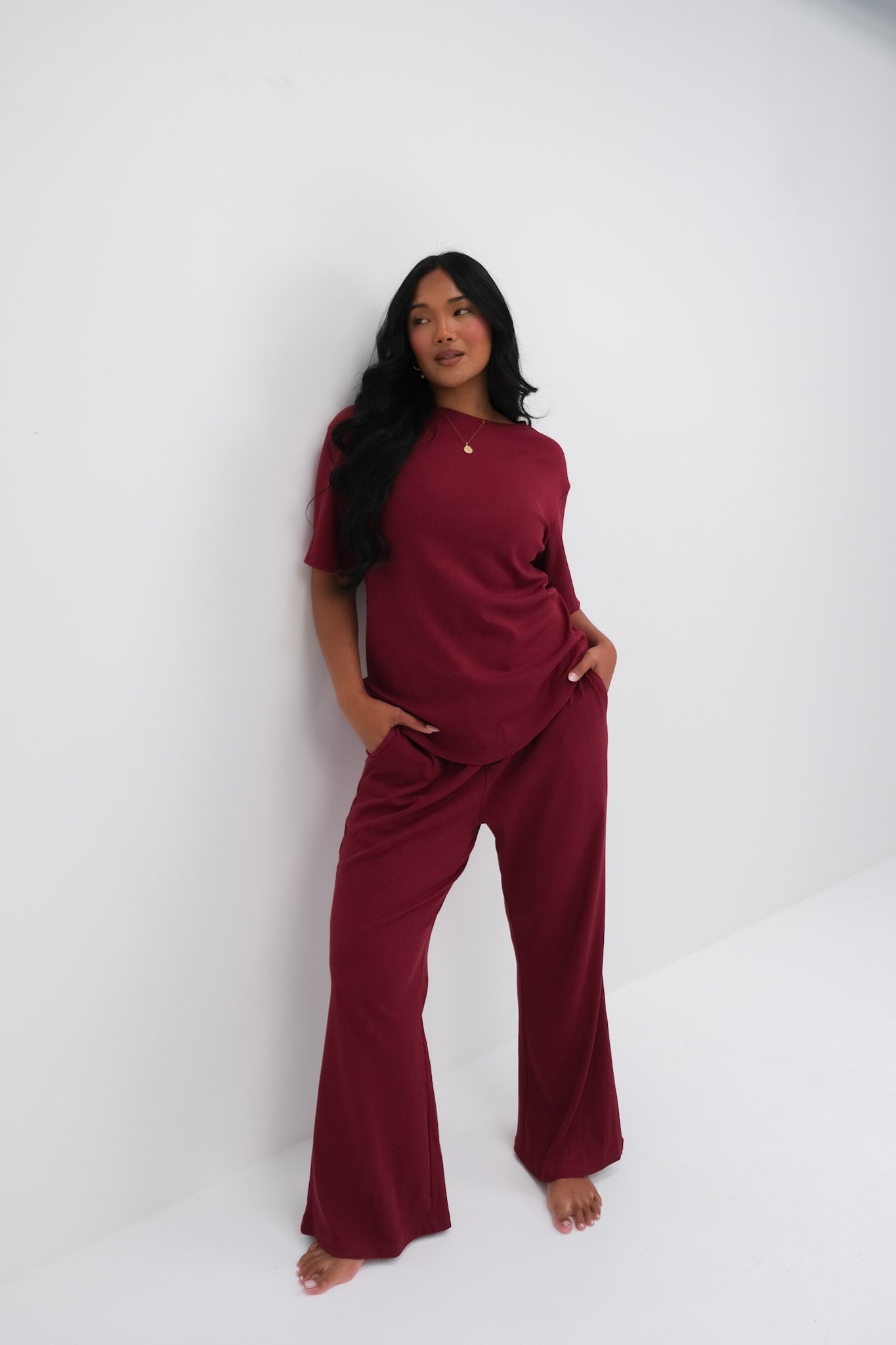 RAYLN RIB PANTS WINE - Fayt The Label