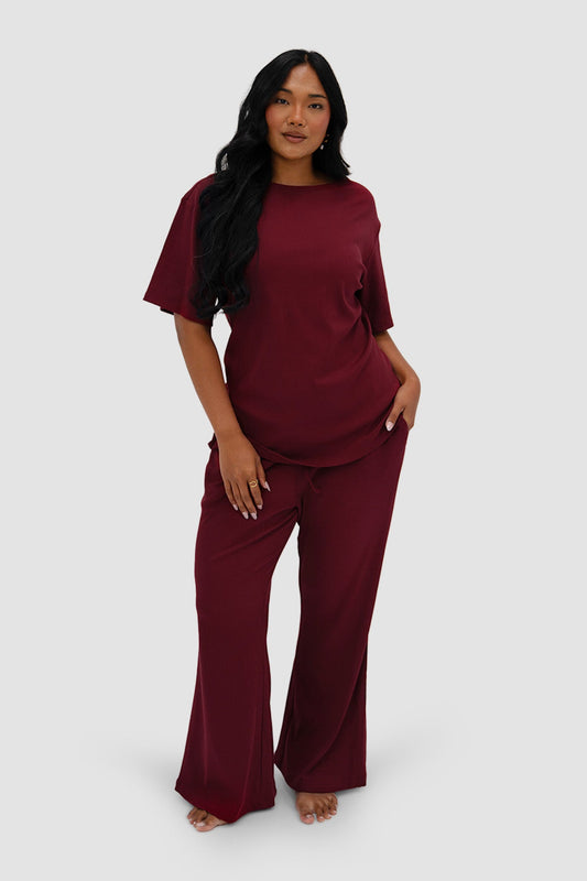 RAYLN RIB PANTS WINE - Fayt The Label