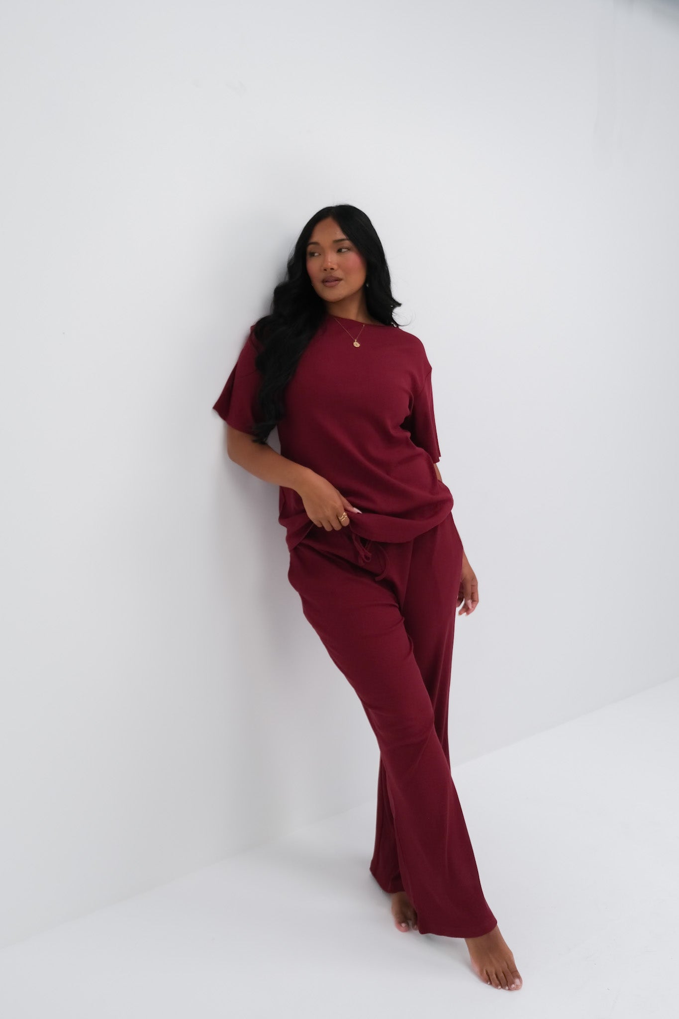 RAYLN RIB PANTS WINE - Fayt The Label