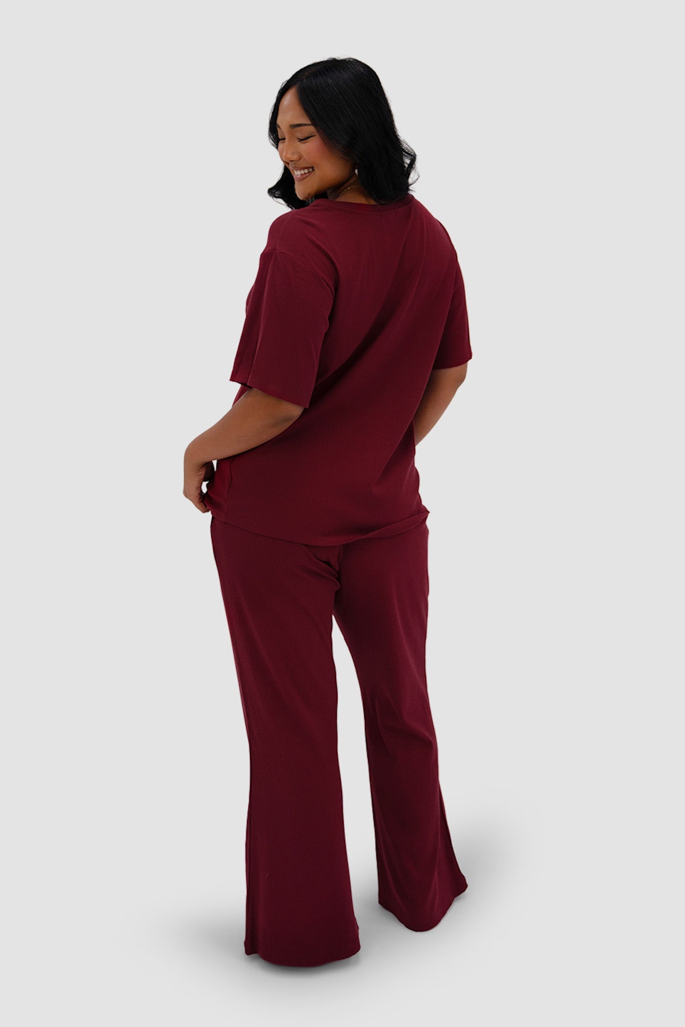 RAYLN RIB PANTS WINE - Fayt The Label