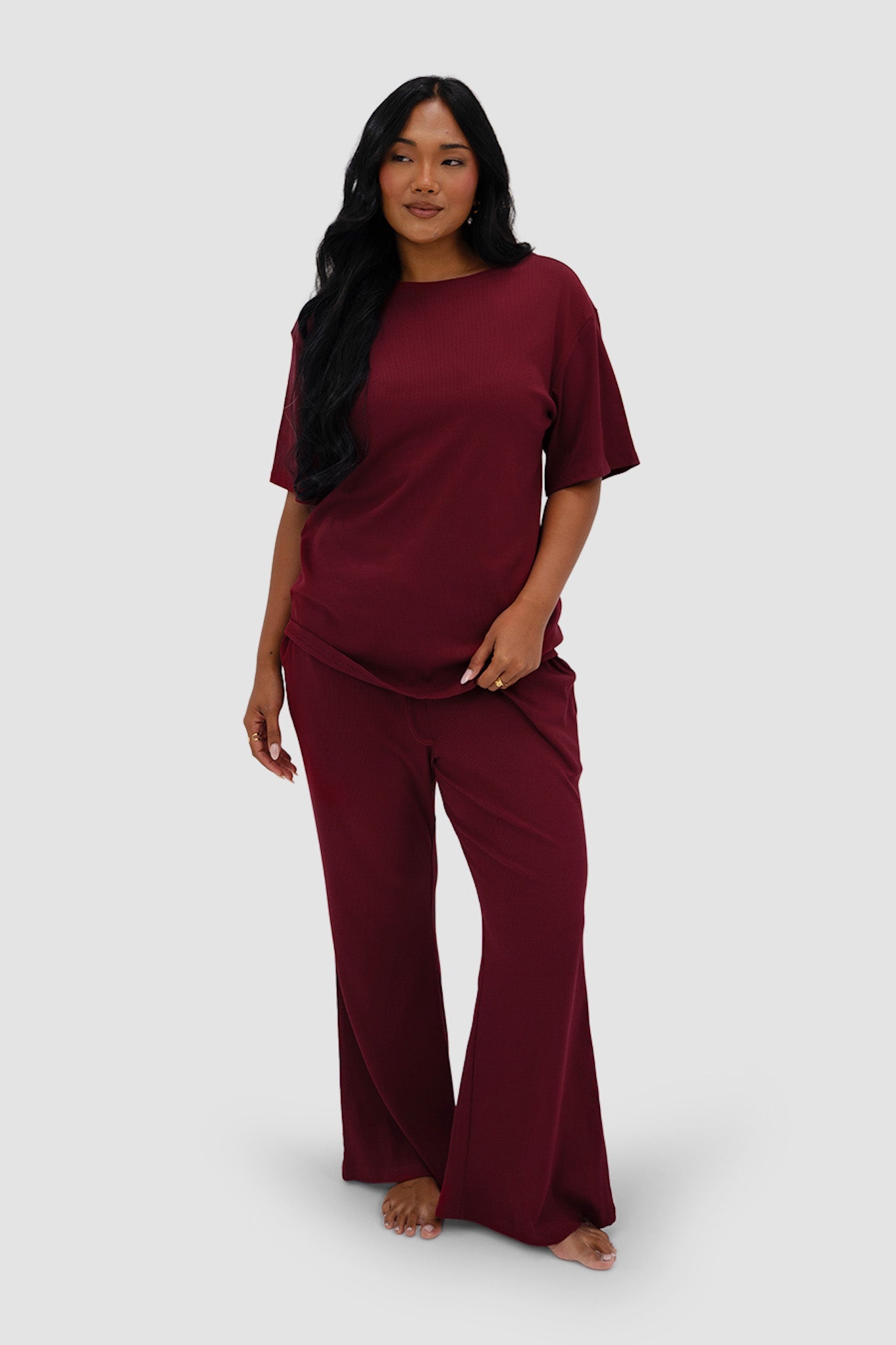 RAYLN RIB PANTS WINE - Fayt The Label