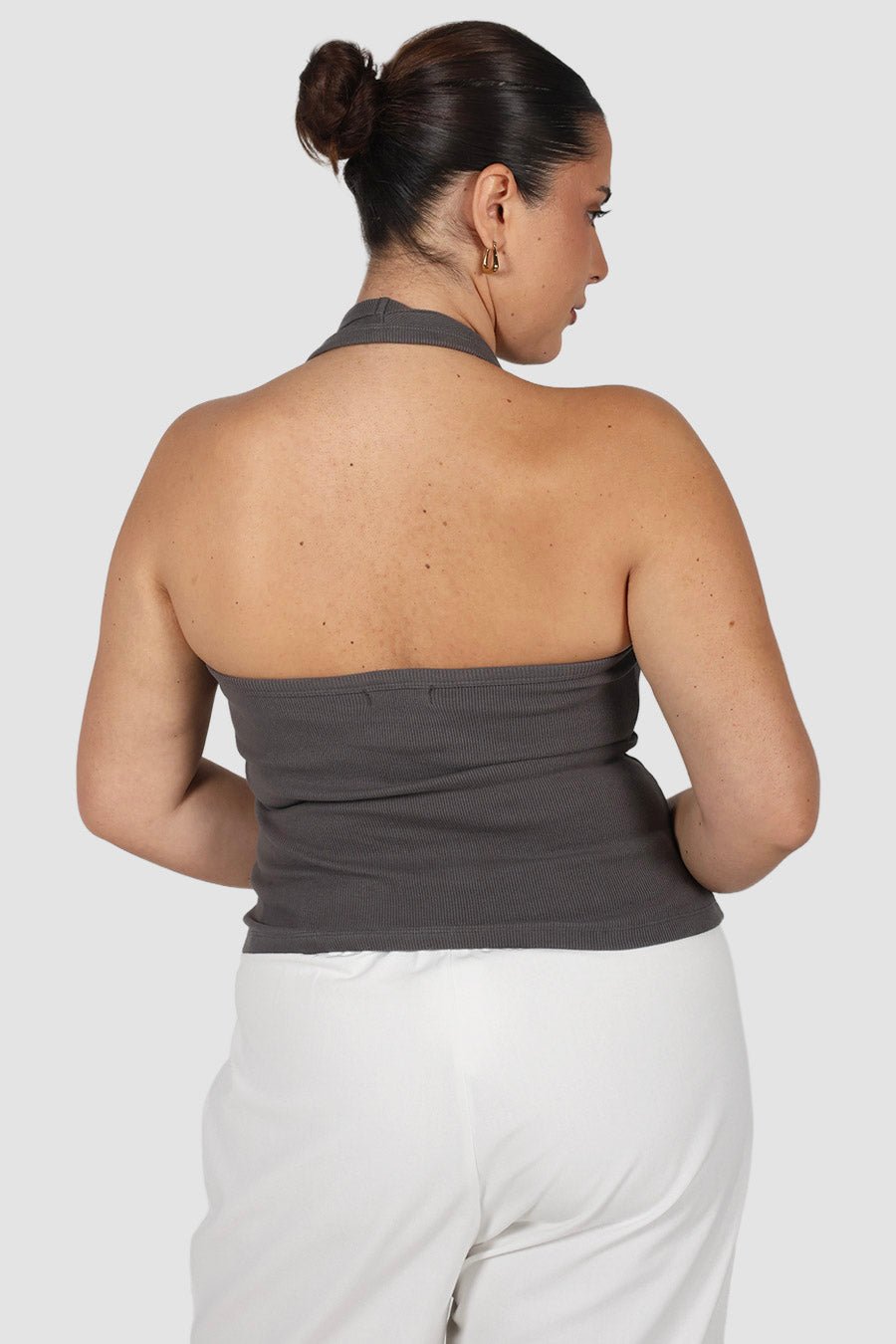 RENNA HALTER TOP CHARCOAL - Fayt The Label