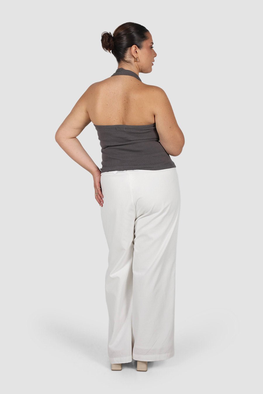 RENNA HALTER TOP CHARCOAL - Fayt The Label