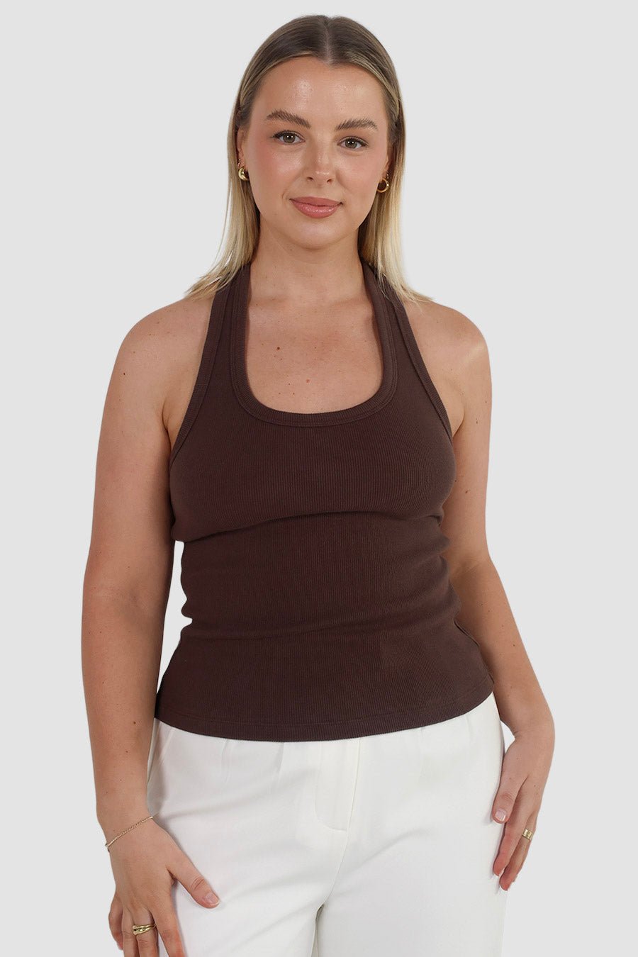 RENNA HALTER TOP ESPRESSO - Fayt The Label