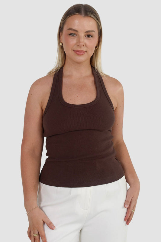 RENNA HALTER TOP ESPRESSO - Fayt The Label