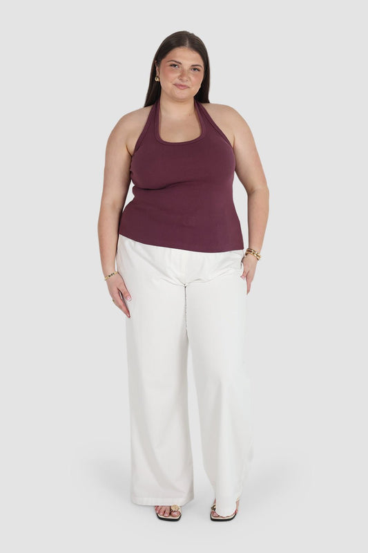 RENNA HALTER TOP PLUM - Fayt The Label