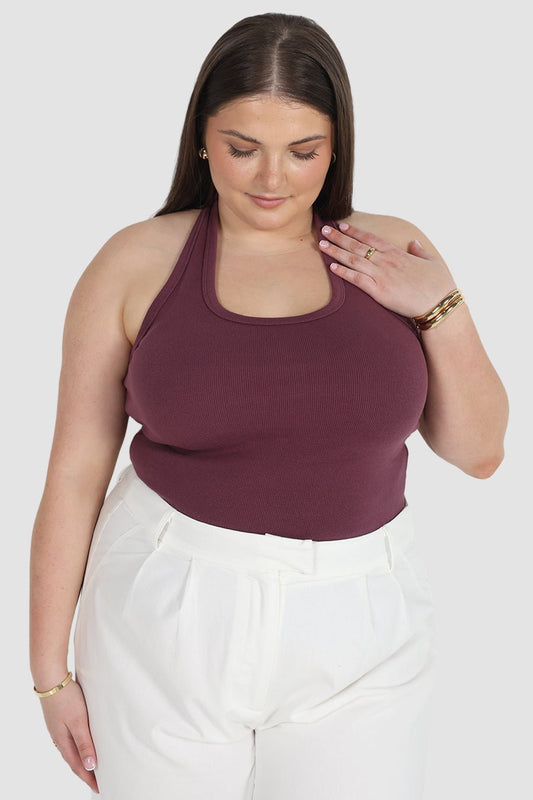 RENNA HALTER TOP PLUM - Fayt The Label