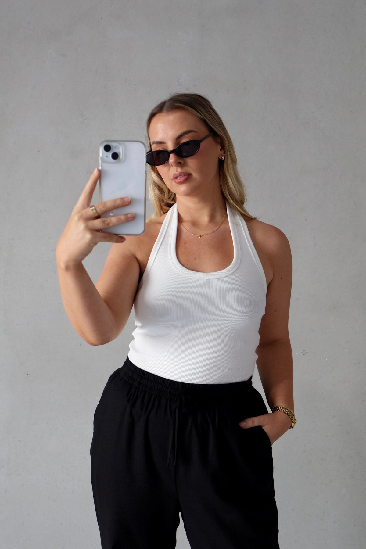 RENNA HALTER TOP WHITE - Fayt The Label