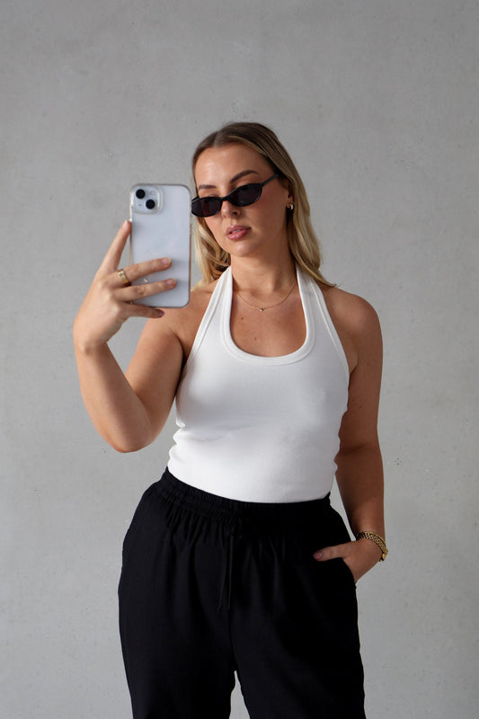 RENNA HALTER TOP WHITE - Fayt The Label