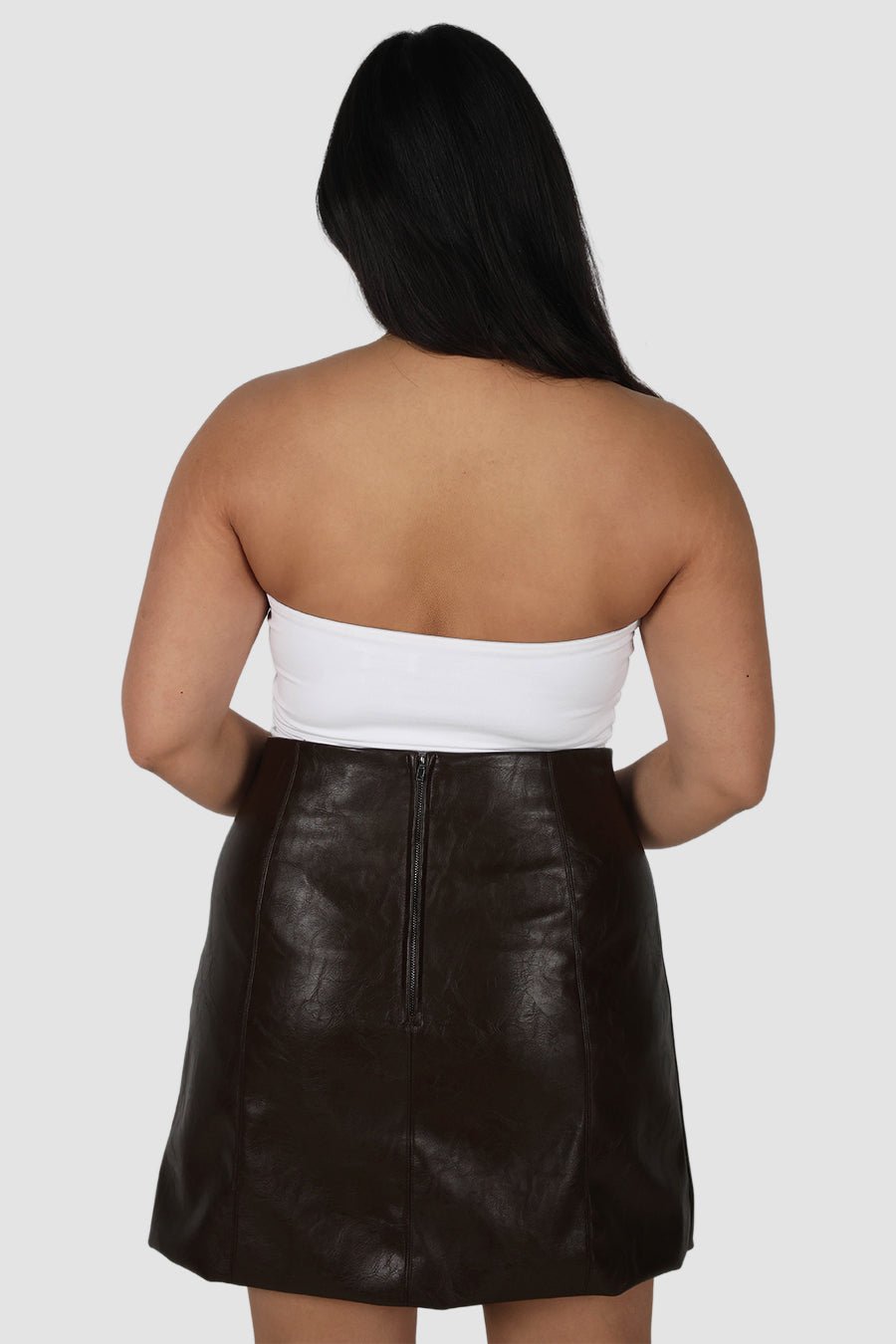 REVOLVER PU LEATHER SKIRT CHOCOLATE - Fayt The Label
