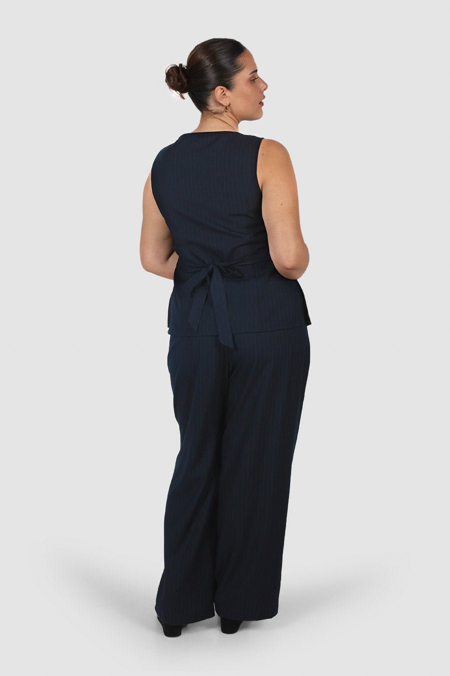 ROMIE VEST NAVY PINSTRIPE - Fayt The Label