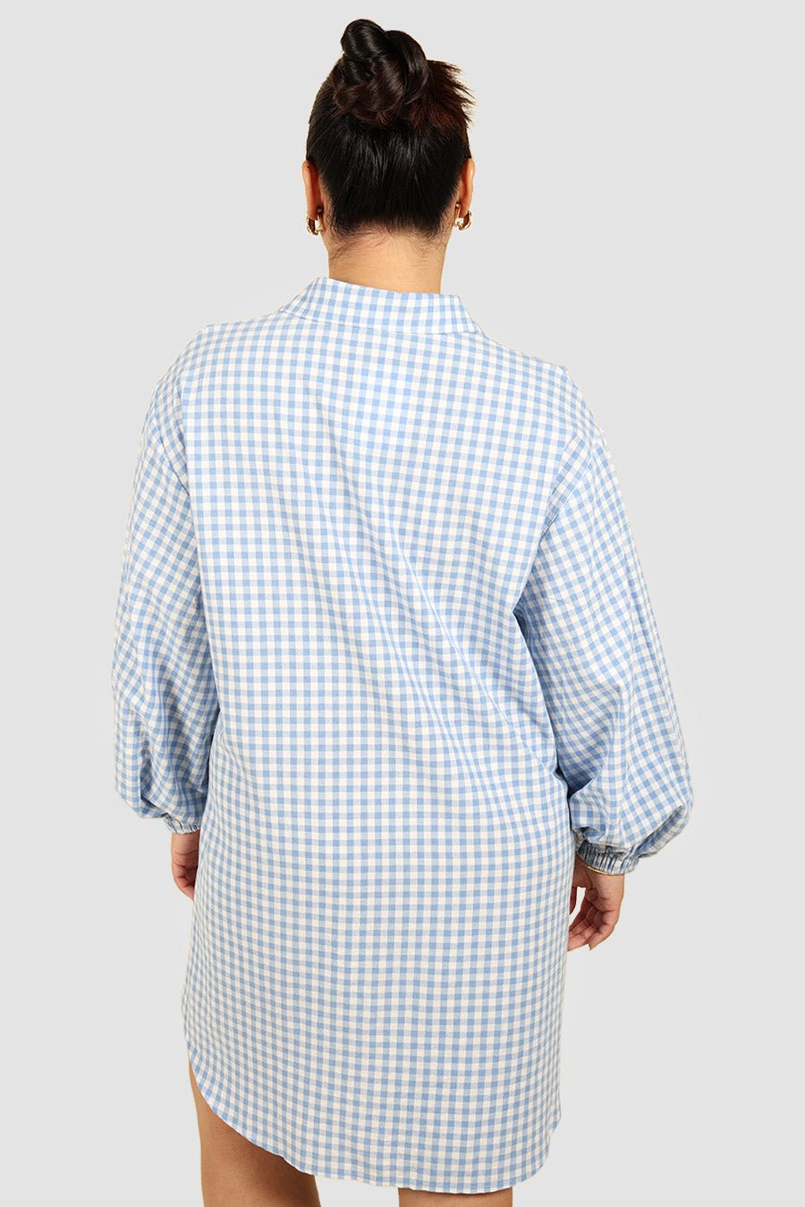 RORAN BUTTON DRESS BLUE GINGHAM - Fayt The Label