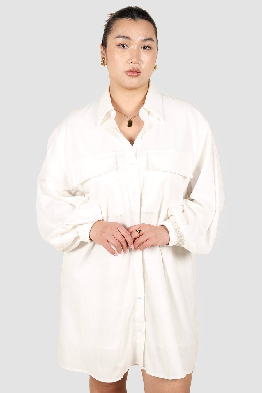 RORAN BUTTON DRESS WHITE - Fayt The Label