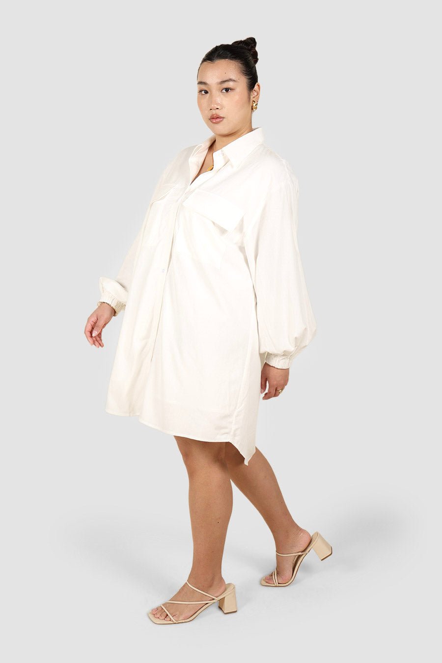 RORAN BUTTON DRESS WHITE - Fayt The Label