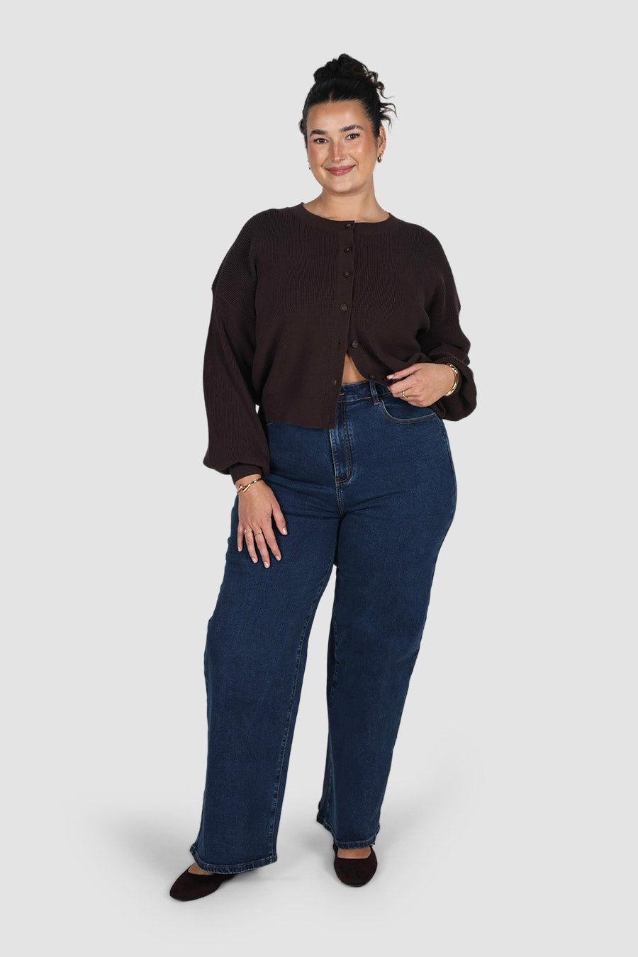 ROWIE BUTTON CARDIGAN CHOCOLATE - Fayt The Label