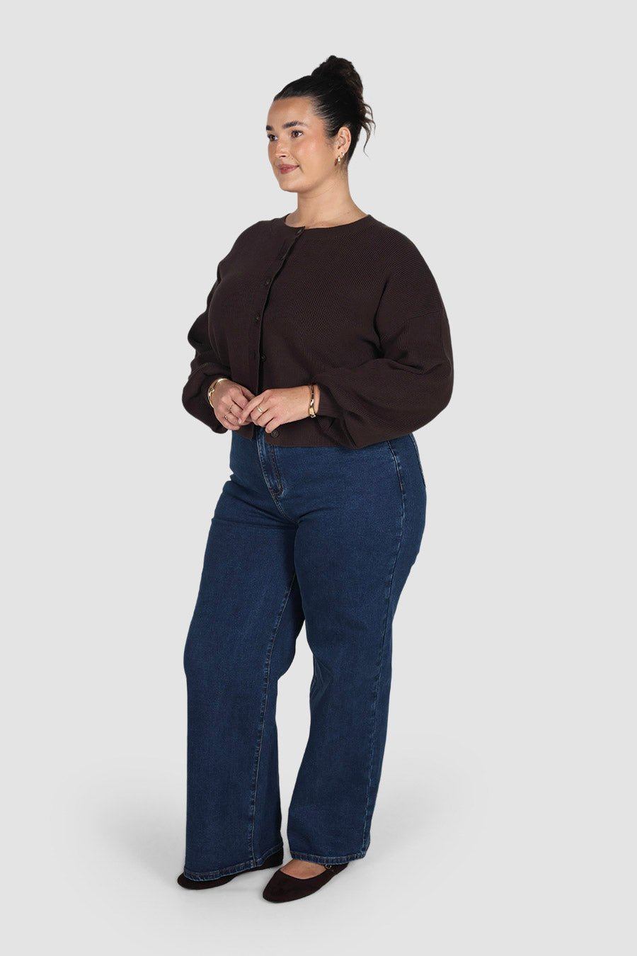 ROWIE BUTTON CARDIGAN CHOCOLATE - Fayt The Label