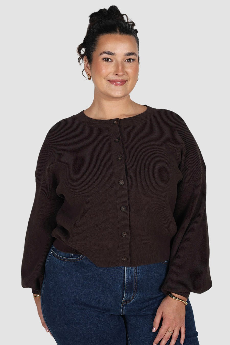 ROWIE BUTTON CARDIGAN CHOCOLATE - Fayt The Label