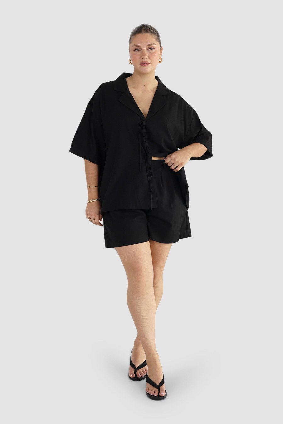 RUBEN LINEN BLEND SHORTS BLACK - Fayt The Label