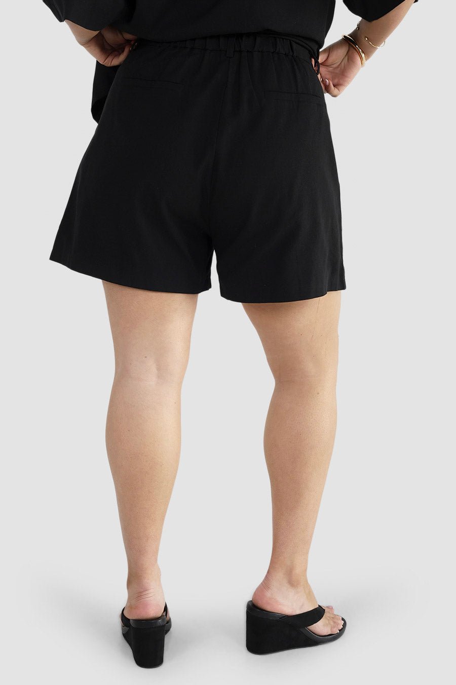 RUBEN LINEN BLEND SHORTS BLACK - Fayt The Label
