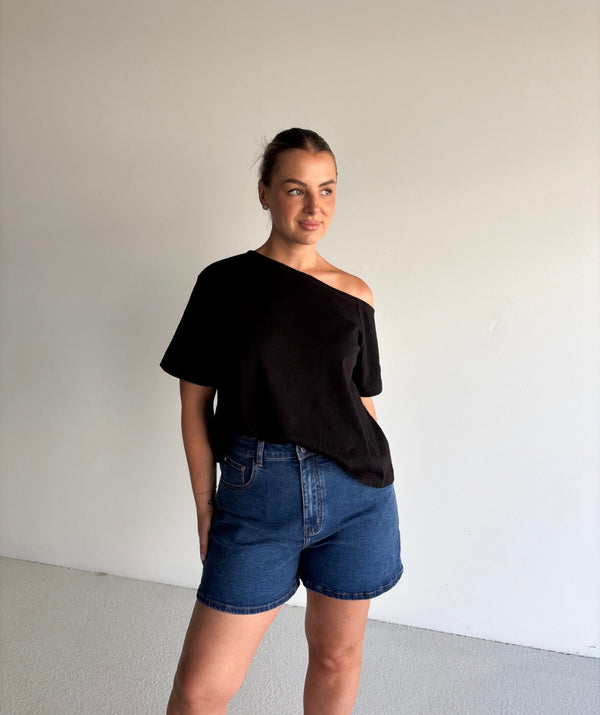 RYDER DENIM SHORTS MID BLUE - Fayt The Label