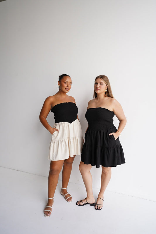 RYLIN DRESS NEUTRAL/BLACK - Fayt The Label