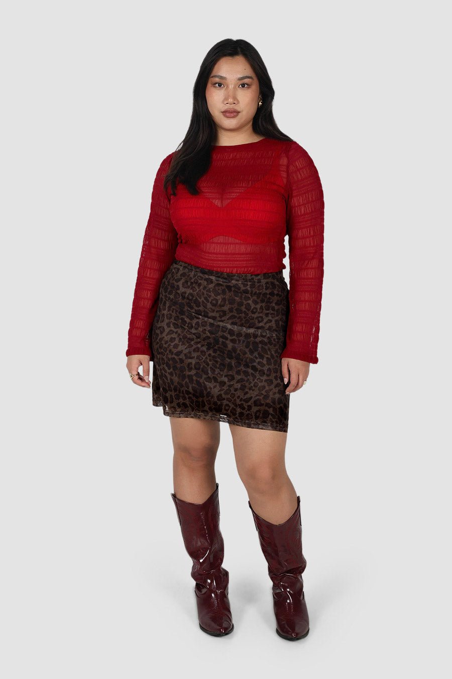 SABELA MINI SKIRT CHOC LEOPARD - Fayt The Label
